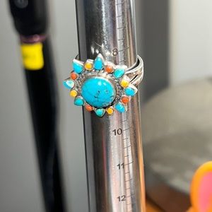 Size 9 southwestern style silver ring for the sun